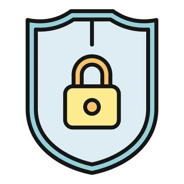 Shield with locked padlock representing security and defense Stock Illustration