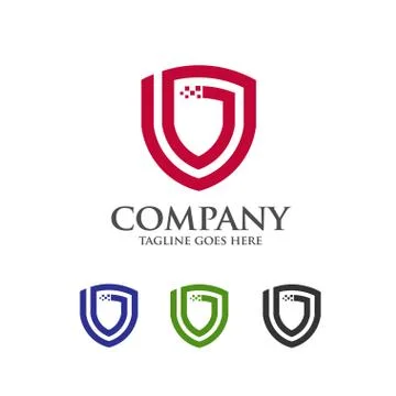 Shield logo abstract tech style logo Stock Illustration