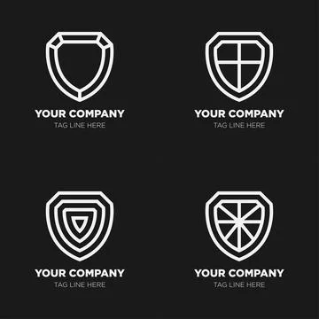 Shield logo icon template collection set design, generic line style Stock Illustration
