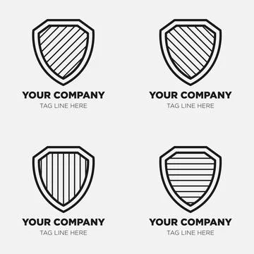 Shield logo icon template collection set design, generic line style Stock Illustration