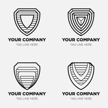 Shield logo icon template collection set design, generic line style Stock Illustration