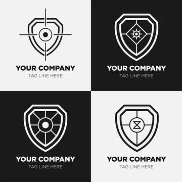 Shield logo icon template collection set design, generic line style Stock Illustration