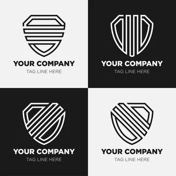 Shield logo icon template collection set design, generic line style Stock Illustration
