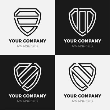 Shield logo icon template collection set design, generic line style Illustrazione stock