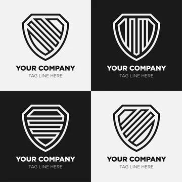 Shield logo icon template collection set design, generic line style Stock Illustration