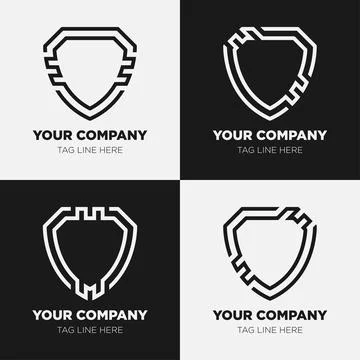 Shield logo icon template collection set design, generic line style Stock Illustration
