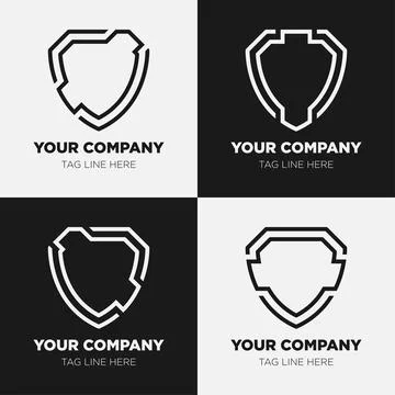 Shield logo icon template collection set design, generic line style Stock Illustration