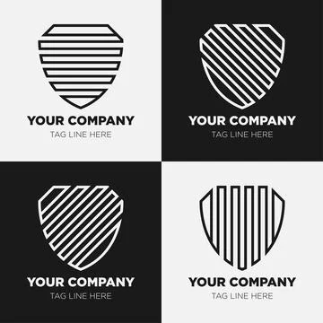 Shield logo icon template collection set design, generic line style Stock Illustration