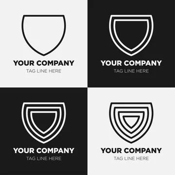 Shield logo icon template collection set design, generic line style Stock Illustration
