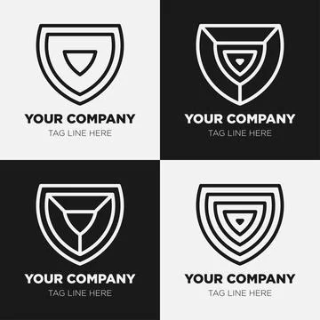 Shield logo icon template collection set design, generic line style Stock Illustration