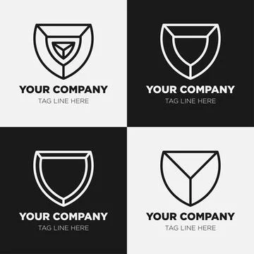 Shield logo icon template collection set design, generic line style Illustrazione stock