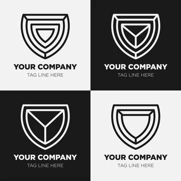 Shield logo icon template collection set design, generic line style Stock Illustration