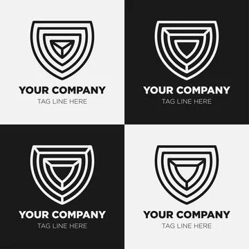 Shield logo icon template collection set design, generic line style Stock Illustration