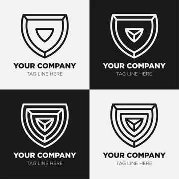 Shield logo icon template collection set design, generic line style Stock Illustration