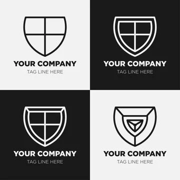 Shield logo icon template collection set design, generic line style Stock Illustration