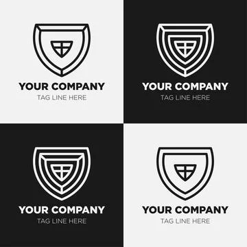 Shield logo icon template collection set design, generic line style Stock Illustration