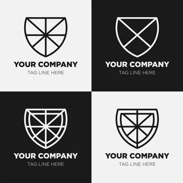 Shield logo icon template collection set design, generic line style Stock Illustration