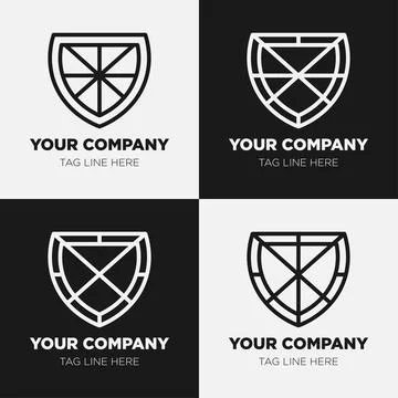 Shield logo icon template collection set design, generic line style Stock Illustration