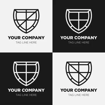 Shield logo icon template collection set design, generic line style Illustrazione stock