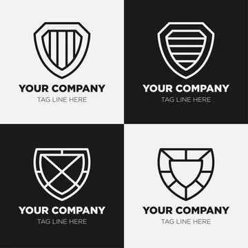 Shield logo icon template collection set design, generic line style Stock Illustration
