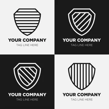 Shield logo icon template collection set design, generic line style Stock Illustration