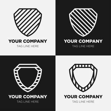 Shield logo icon template collection set design, generic line style Stock Illustration