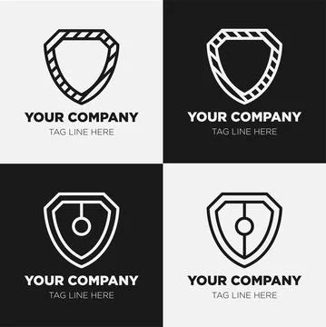 Shield logo icon template collection set design, generic line style Stock Illustration