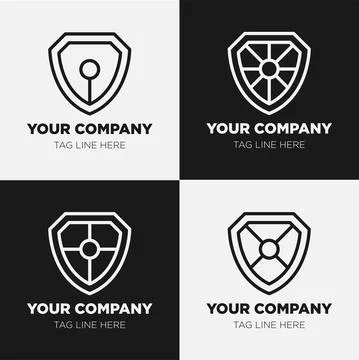Shield logo icon template collection set design, generic line style Stock Illustration