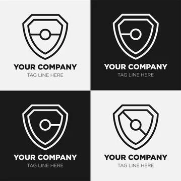 Shield logo icon template collection set design, generic line style Stock Illustration