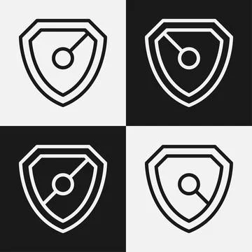 Shield logo icon template collection set design, generic line style Stock Illustration
