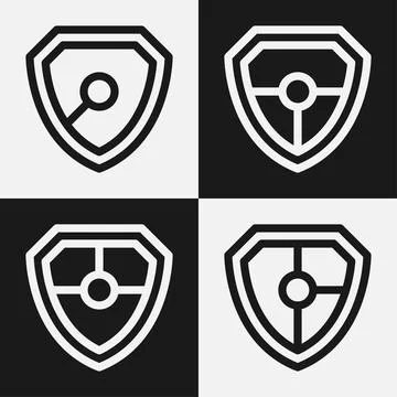 Shield logo icon template collection set design, generic line style Stock Illustration