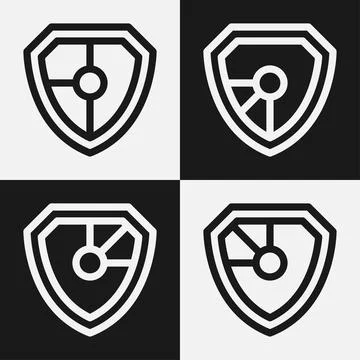 Shield logo icon template collection set design, generic line style Stock Illustration