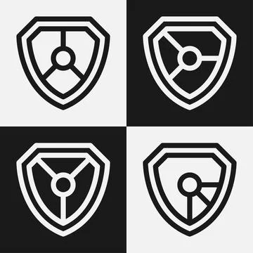 Shield logo icon template collection set design, generic line style Stock Illustration