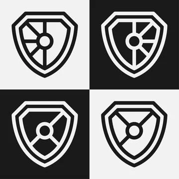 Shield logo icon template collection set design, generic line style Stock Illustration