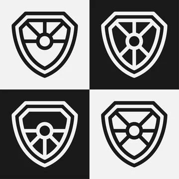 Shield logo icon template collection set design, generic line style Stock Illustration