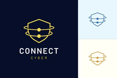 Shield logo with simple modern shape represents security or defense technolog Stock Illustration
