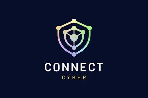 Shield logo with simple modern shape representing security or defense technol Stock Illustration