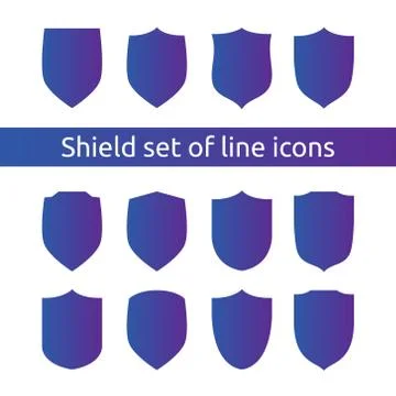 Shield logo symbol icon set with outline line style. vector illustration temp イラスト素材