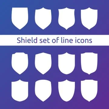 Shield logo symbol icon set with outline line style. vector illustration temp Stock Illustration