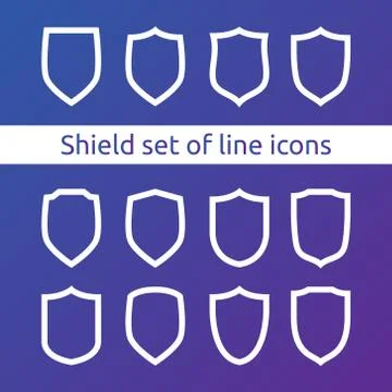 Shield logo symbol icon set with outline line style. vector illustration temp イラスト素材