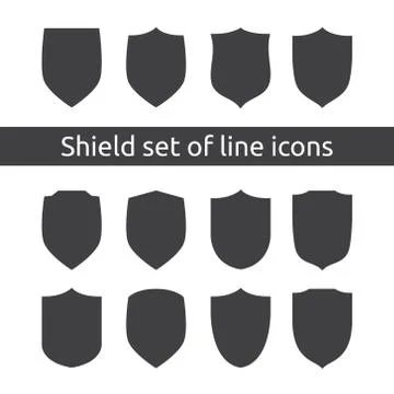 Shield logo symbol icon set with outline line style. vector illustration temp イラスト素材