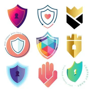 Shield logo template set Stock-Illustration