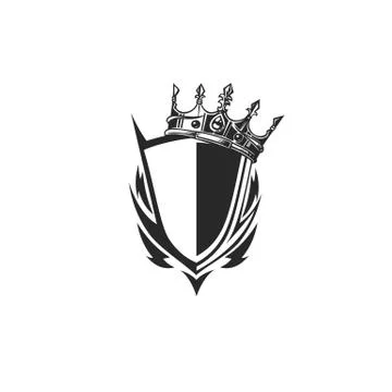Shield logo with tilt crown Stock Illustration