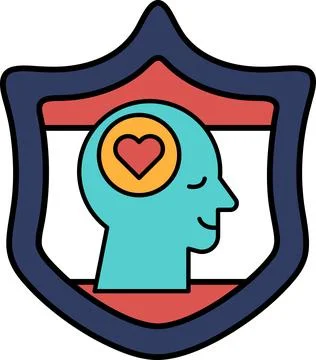 A shield with a man's head and heart on it Stock Illustration