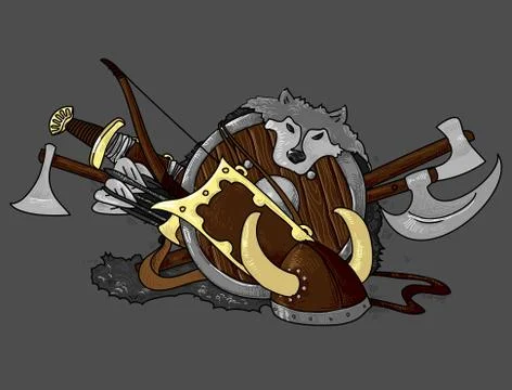 Shield medieval hand drawing Stock Illustration