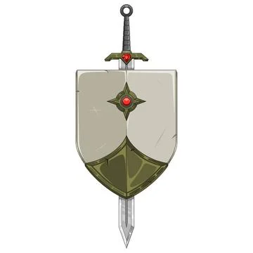 Shield with medieval sword in color Stock Illustration