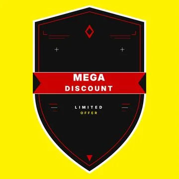 Shield Mega Discount Badge Trusted Protection Best Value Vector Illustrazione stock
