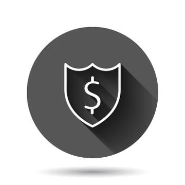 Shield with money icon in flat style. Cash protection vector illustration on  Stock Illustration