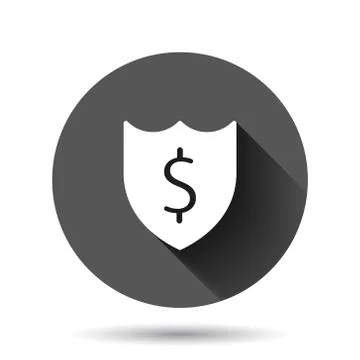 Shield with money icon in flat style. Cash protection vector illustration on  Stock Illustration
