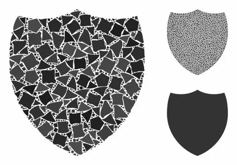 Shield Mosaic Icon of Unequal Elements 스톡 일러스트
